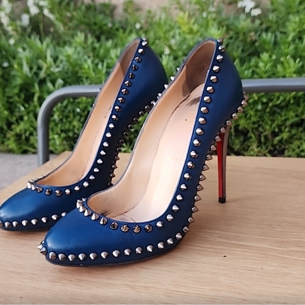 Christian Louboutin Blue Studded Heels